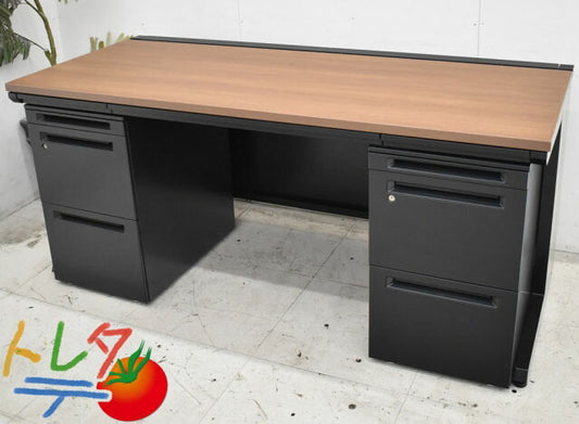 オカムラ プロステージクレストデスク+プロユニットワゴン 3点セット W1600 2023030401【中古オフィス家具】【中古】