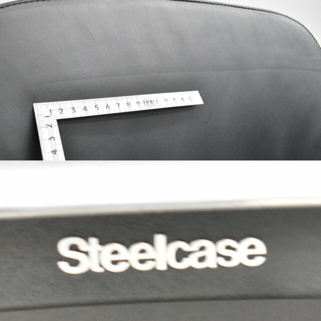 スチールケース リープV2 USモデル 可動肘付 ランバーサポート 革張り アルミポリッシュ 2023032001【中古オフィス家具】【中古】