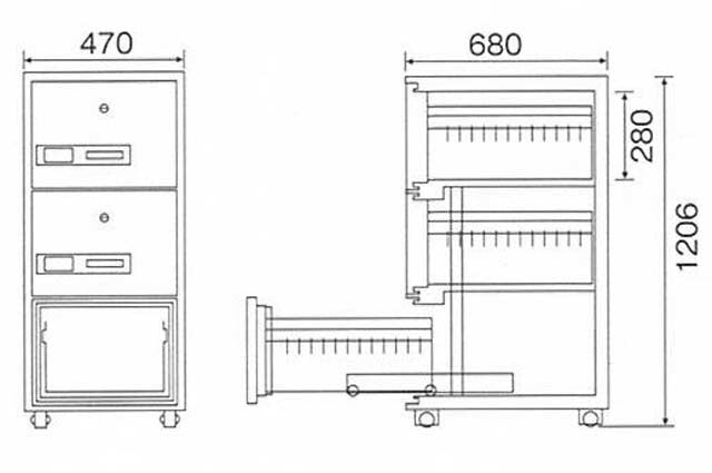 【配送料金見積もり対応となります】ダイヤセーフ 耐火キャビネット A4サイズ A4-3 H1206【新品商品】【代引き不可】