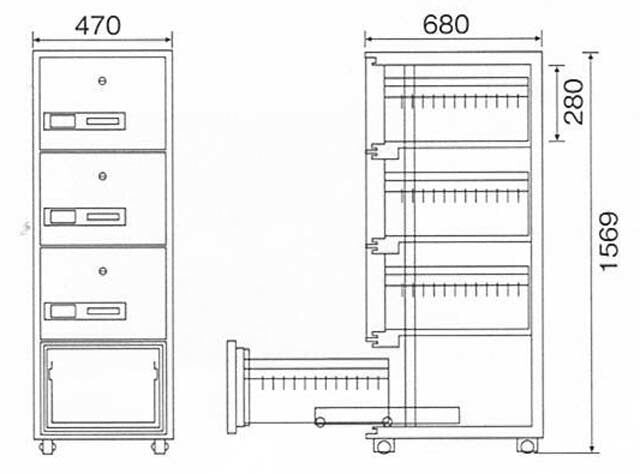 【配送料金見積もり対応となります】ダイヤセーフ 耐火キャビネット A4サイズ A4-4 H1569【新品商品】【代引き不可】