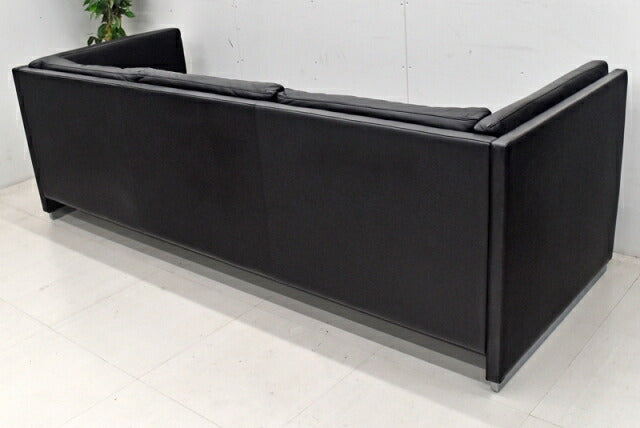 ボーエックス 3Pソファ 総革張り ブラック W2100 2018031502【中古オフィス家具】【中古】