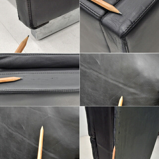 ボーエックス 3Pソファ 総革張り ブラック W2100 2018031502【中古オフィス家具】【中古】