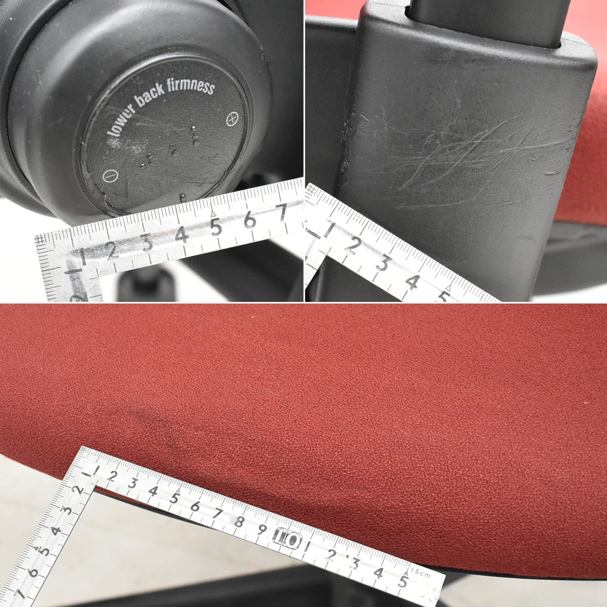 【中古】スチールケース　リープＶ２　可動肘　ランバーサポート　レッド　2025102703【中古オフィス家具】