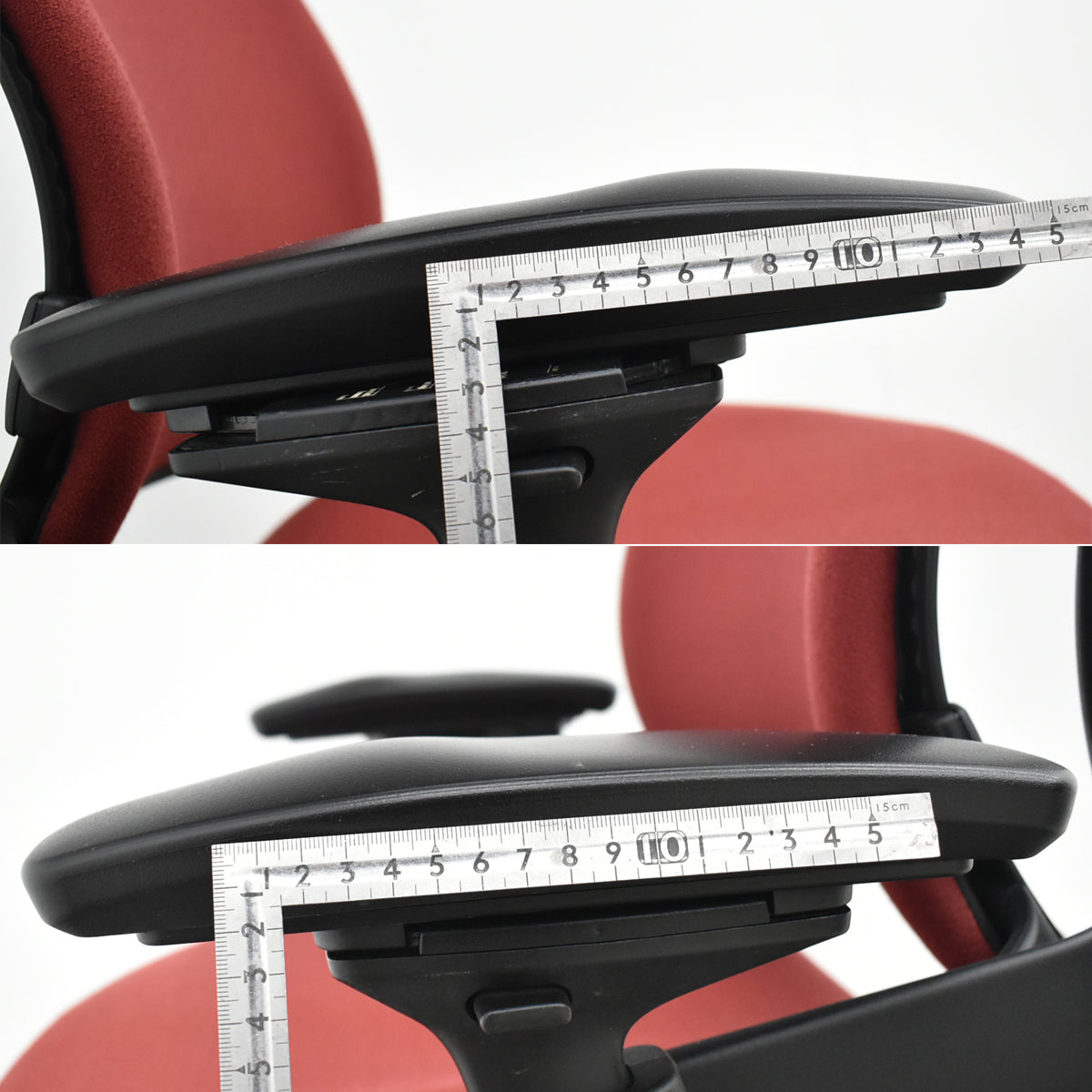 【中古】スチールケース　リープＶ２　可動肘　ランバーサポート　レッド　2025102703【中古オフィス家具】