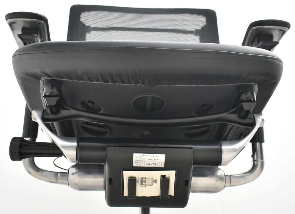 【中古】オカムラ　コンテッサ　可動肘　ランバーサポート　ポリッシュ　革張り　2025102706【中古オフィス家具】