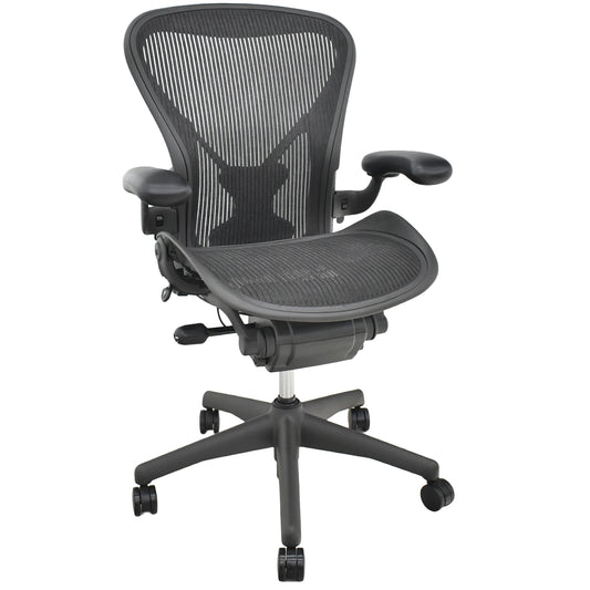 【中古】ハーマンミラー　アーロンチェア　Bサイズ　フル装備　ポスチャーフィット　肘レバータイプ　昇降ガス新品交換済　2025102803【中古オフィス家具】