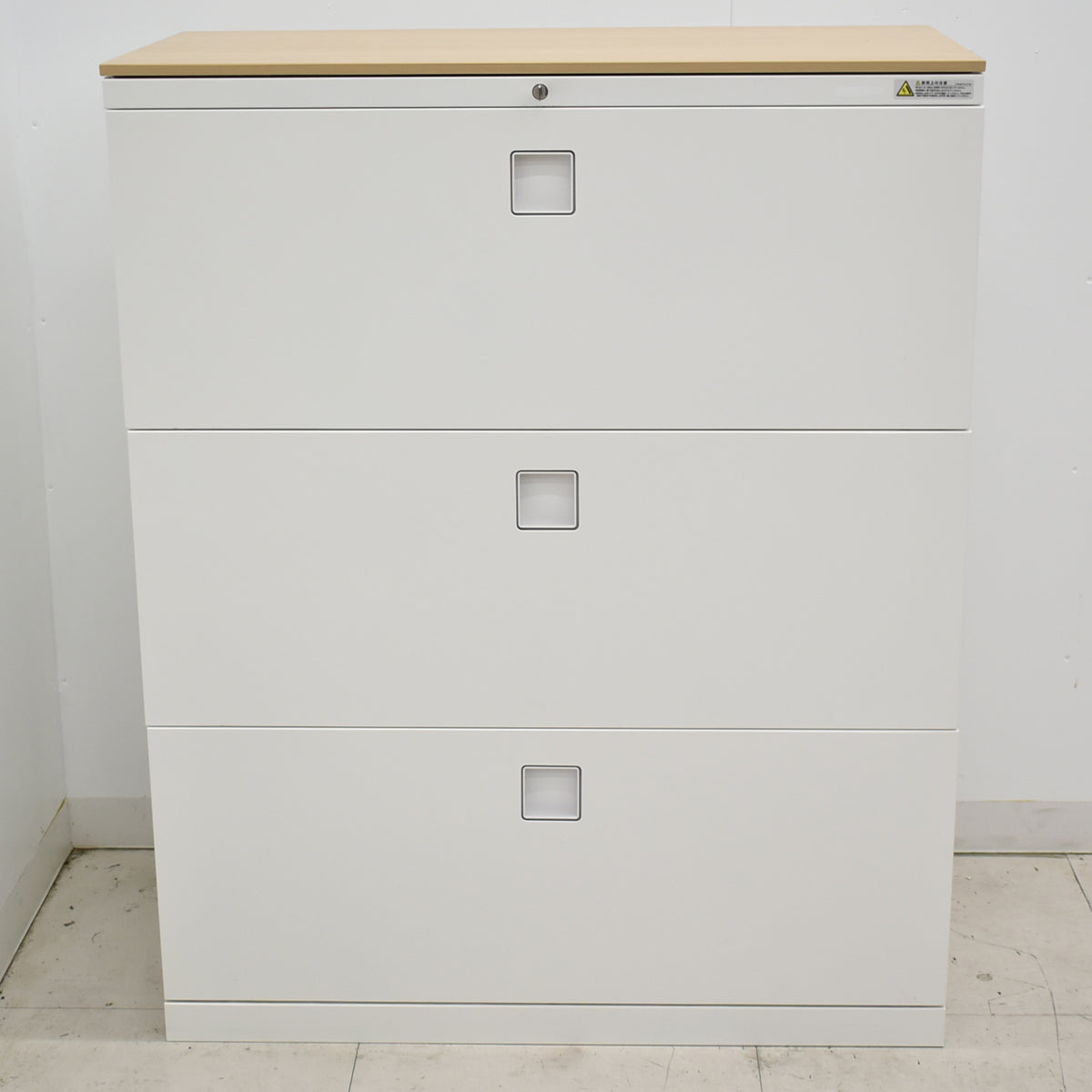 【中古】オカムラ　レクトライン　３段ラテラルキャビネット　天板付　幅900　2025110404【中古オフィス家具】