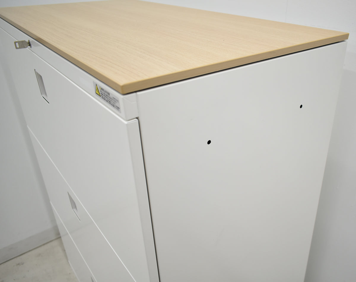 【中古】オカムラ　レクトライン　３段ラテラルキャビネット　天板付　幅900　2025110404【中古オフィス家具】