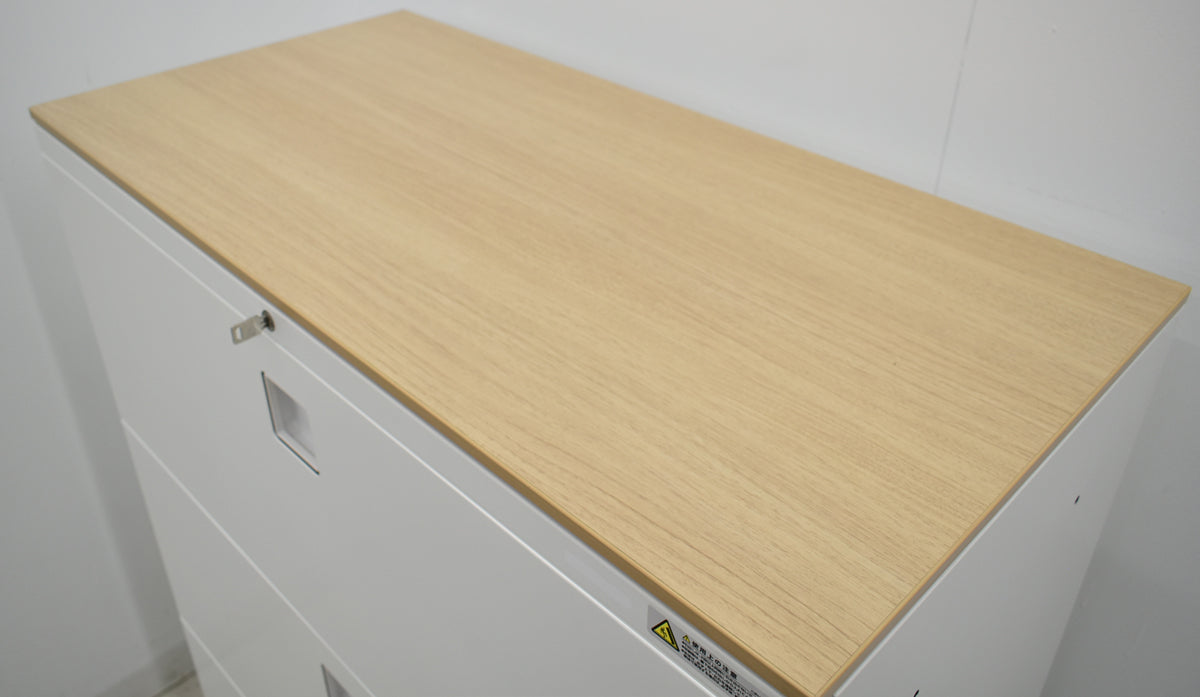 【中古】オカムラ　レクトライン　３段ラテラルキャビネット　天板付　幅900　2025110404【中古オフィス家具】