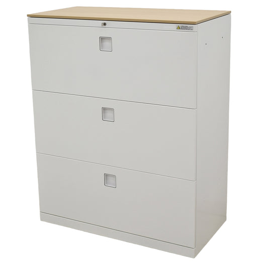 【中古】オカムラ　レクトライン　３段ラテラルキャビネット　天板付　幅900　2025110404【中古オフィス家具】