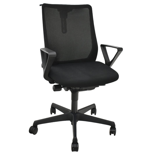 【中古】オカムラ　フルーエントチェア　ローバック　固定肘　ハンガー　2019年製　2025110501【中古オフィス家具】