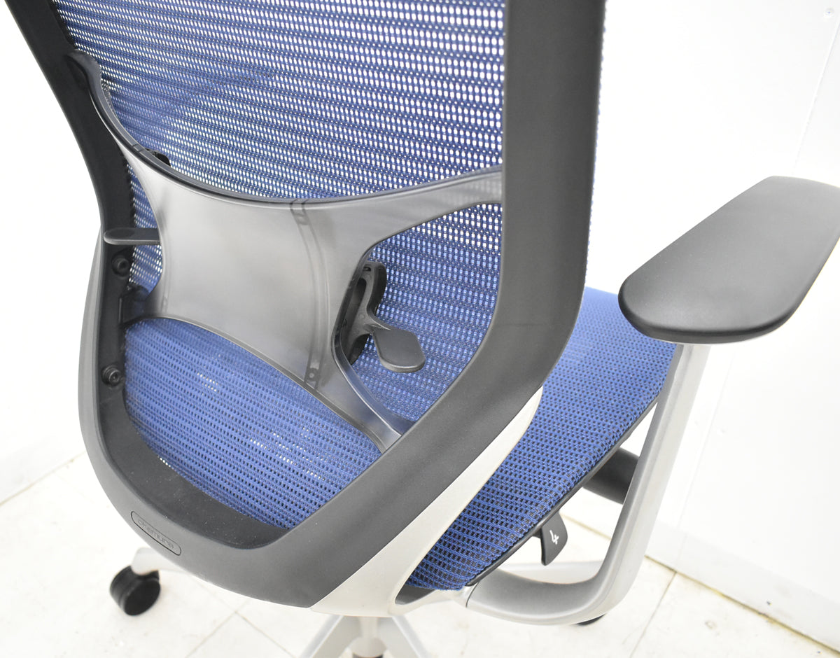 【中古】オカムラ　バロン　ハイバック　固定肘　ランバーサポート　シルバー脚　肘パッド新品交換済　2025110603【中古オフィス家具】