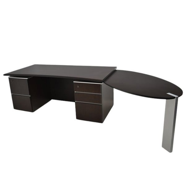 イトーキ XVシリーズ 役員用両袖机 アール型天板 サブテーブル 幅2790