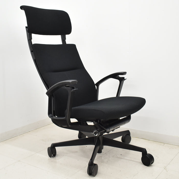 【中古】オカムラ　デューク　エクストラハイバック（可動ヘッドレスト）固定肘　ランバーサポート　2025031201【中古オフィス家具】