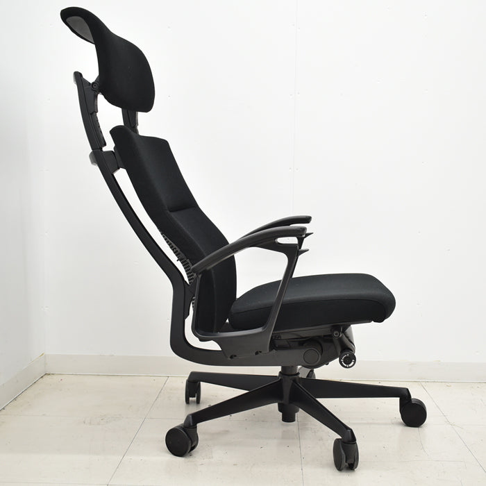 【中古】オカムラ　デューク　エクストラハイバック（可動ヘッドレスト）固定肘　ランバーサポート　2025031201【中古オフィス家具】