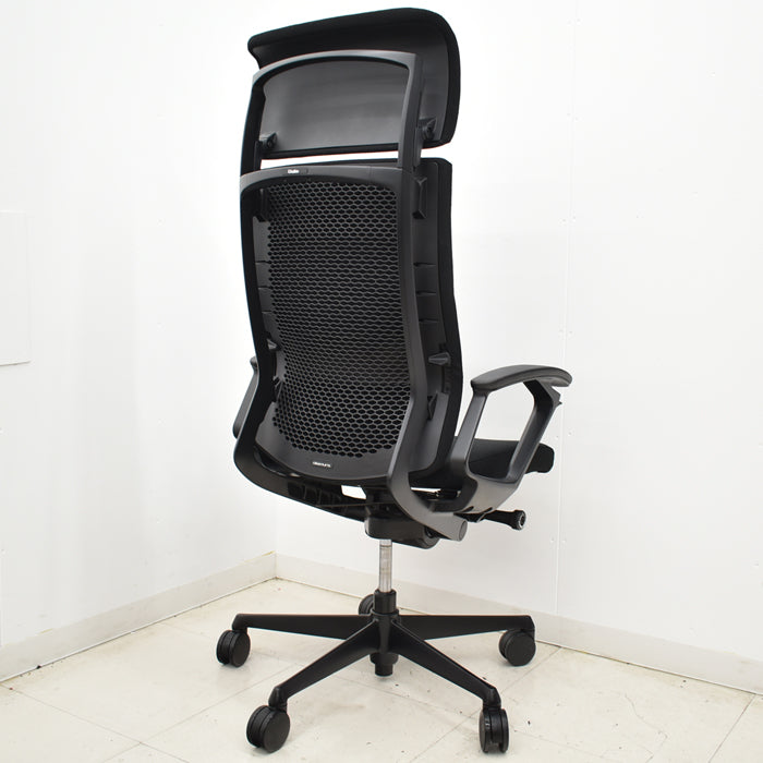 【中古】オカムラ　デューク　エクストラハイバック（可動ヘッドレスト）固定肘　ランバーサポート　2025031201【中古オフィス家具】