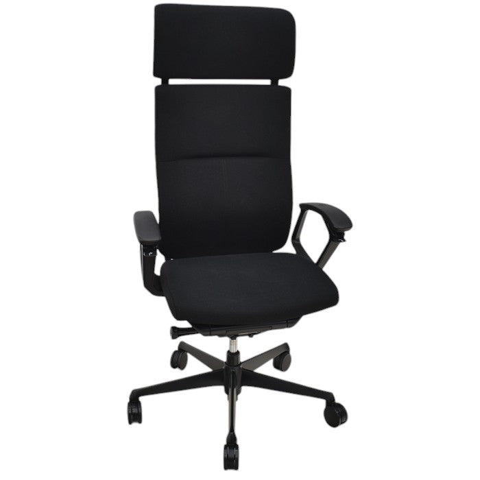 【中古】オカムラ　デューク　エクストラハイバック（可動ヘッドレスト）固定肘　ランバーサポート　2025031201【中古オフィス家具】