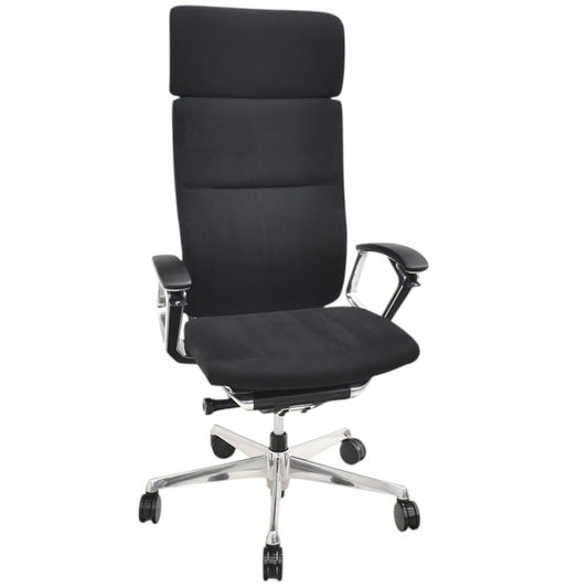 【中古】オカムラ　デューク　エクストラハイバック（可動ヘッドレスト）固定肘　ランバーサポート　ポリッシュ　2018年製　2025060203【中古オフィス家具】