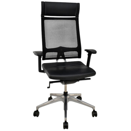 【中古】セダス　OPEN　UP　ハイバック　可動肘　ヘッドレスト　ウレタンキャスター　ポリッシュ　2025061902【中古オフィス家具】