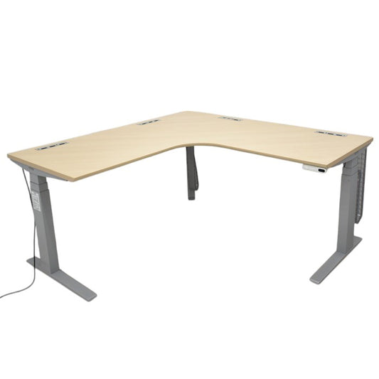 【中古】オカムラ　スイフト　電動昇降　L型デスク　W1550　2025062101【中古オフィス家具】