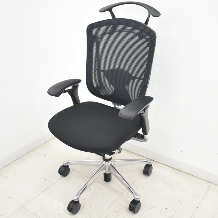 【中古】[難有]オカムラ　コンテッサ　可動肘　ランバーサポート　ポリッシュ　ハンガー　2025070802【中古オフィス家具】