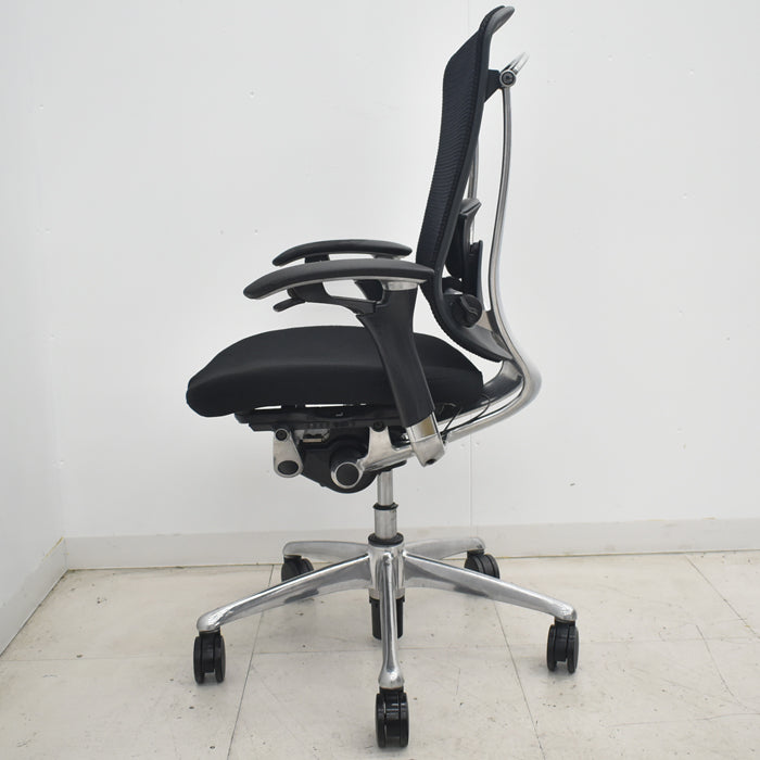 【中古】[難有]オカムラ　コンテッサ　可動肘　ランバーサポート　ポリッシュ　2025070803【中古オフィス家具】