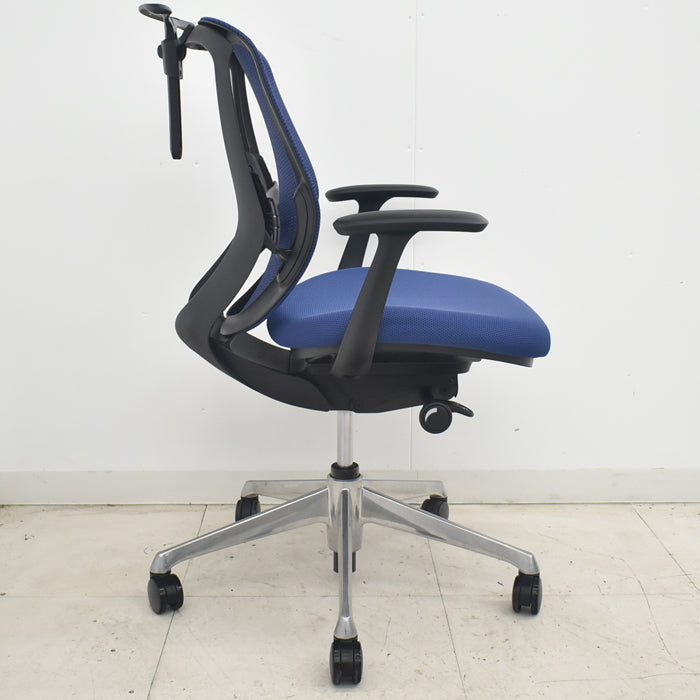 【中古】オカムラ　シルフィー　ローバック　固定肘　バックカーブアジャスト　前傾機能　ハンガー　ポリッシュ脚　ランバーサポート　2025070805【中古オフィス家具】