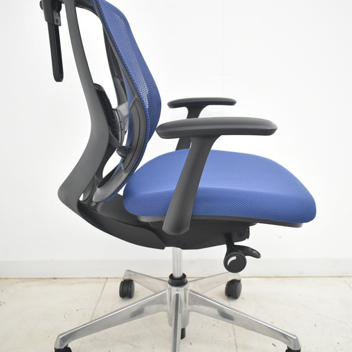 【中古】オカムラ　シルフィー　ローバック　固定肘　バックカーブアジャスト　前傾機能　ハンガー　ポリッシュ脚　ランバーサポート　2025070805【中古オフィス家具】