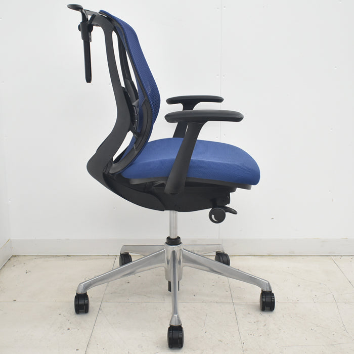【中古】オカムラ　シルフィー　ローバック　固定肘　バックカーブアジャスト　前傾機能　ハンガー　ポリッシュ脚　ランバーサポート　2025070806【中古オフィス家具】