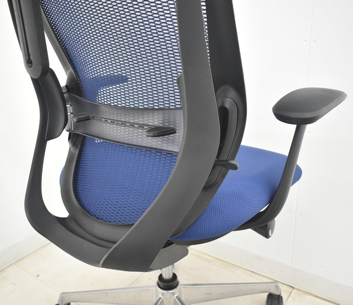 【中古】オカムラ　シルフィー　ローバック　固定肘　バックカーブアジャスト　前傾機能　ハンガー　ポリッシュ脚　ランバーサポート　2025070806【中古オフィス家具】