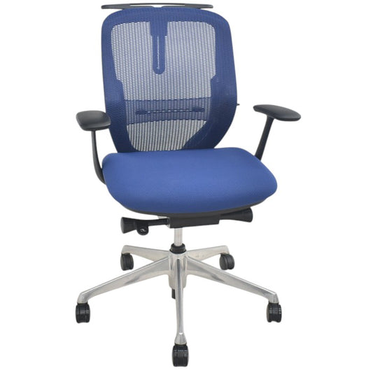 【中古】オカムラ　シルフィー　ローバック　固定肘　バックカーブアジャスト　前傾機能　ハンガー　ポリッシュ脚　ランバーサポート　2025070806【中古オフィス家具】