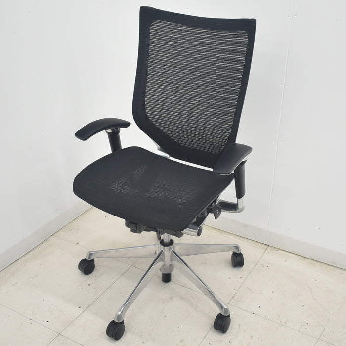 【中古】オカムラ　バロン　ハイバック　可動肘　アルミポリッシュ　2025071604【中古オフィス家具】
