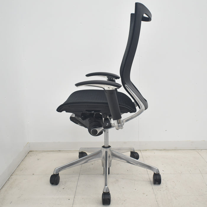 【中古】オカムラ　バロン　ハイバック　可動肘　アルミポリッシュ　2025071604【中古オフィス家具】