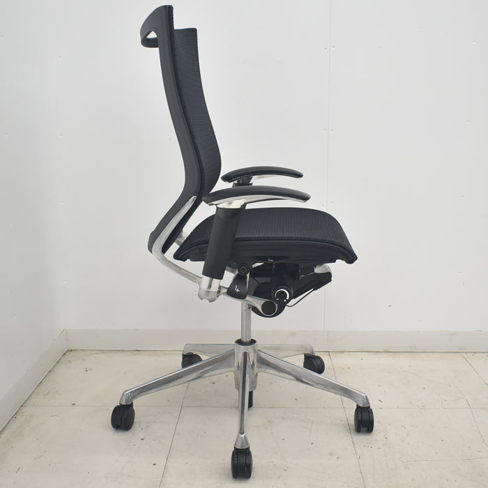 【中古】オカムラ　バロン　ハイバック　可動肘　アルミポリッシュ　2025071604【中古オフィス家具】