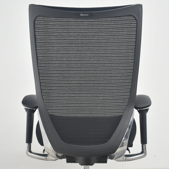 【中古】オカムラ　バロン　ハイバック　可動肘　アルミポリッシュ　2025071604【中古オフィス家具】