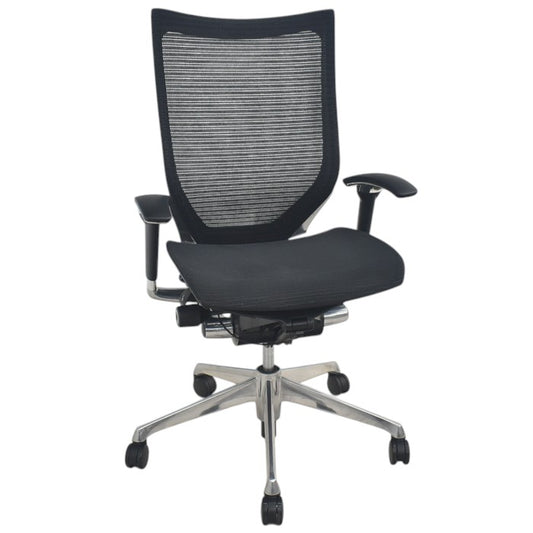 【中古】オカムラ　バロン　ハイバック　可動肘　アルミポリッシュ　2025071604【中古オフィス家具】