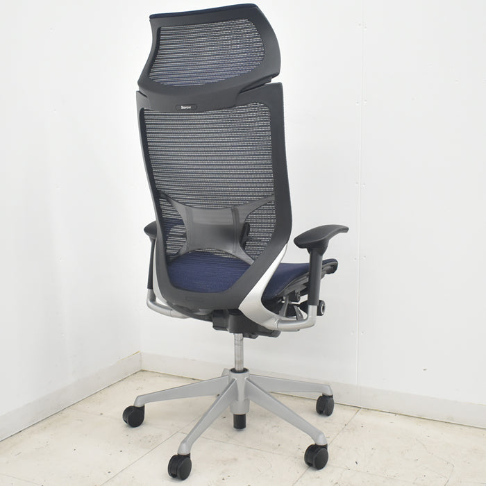 【中古】オカムラ　バロン　エクストラハイバック　固定ヘッドレスト　可動肘　ランバーサポート　シルバー脚　2025080206【中古オフィス家具】
