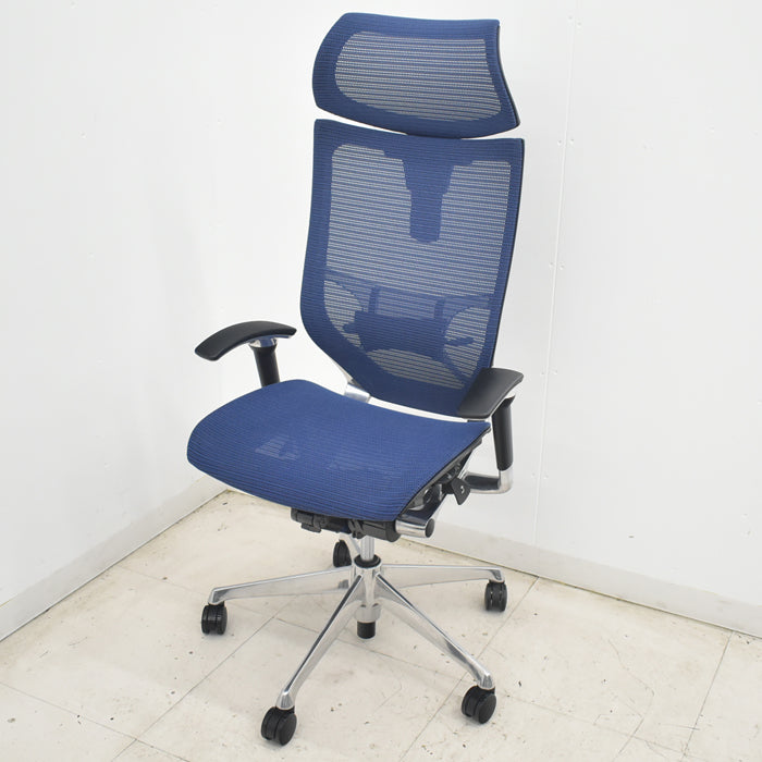 【中古】新品ヘッドレスト取付済　オカムラ　バロン　エクストラハイバック　可動肘 中古】オカムラ バロン エクストラハイバック 可動ヘッドレスト