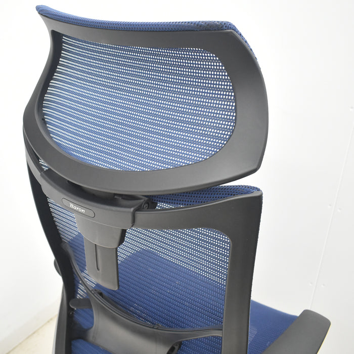 【中古】新品ヘッドレスト取付済　オカムラ　バロン　エクストラハイバック　可動肘 中古】オカムラ バロン エクストラハイバック 可動ヘッドレスト