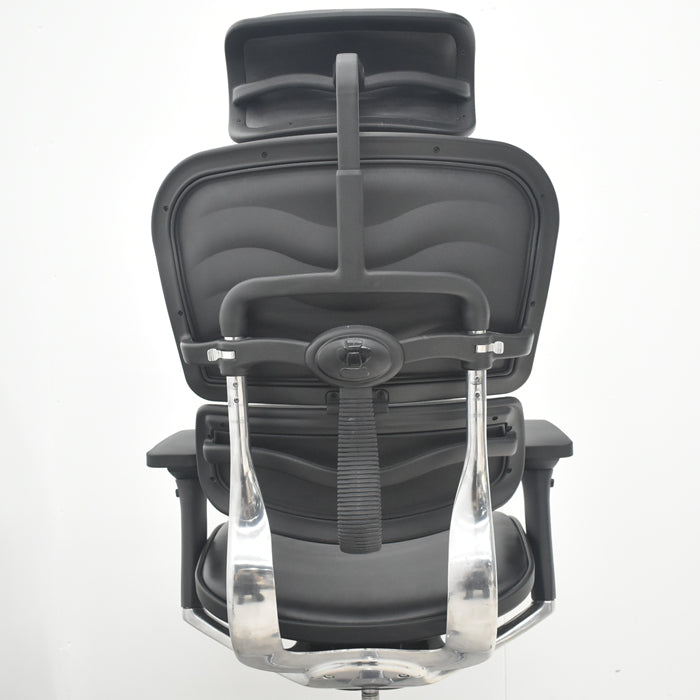 【中古】エルゴヒューマン　ベーシック　可動肘　ヘッドレスト　ポリッシュ　革張り　2025080801【中古オフィス家具】