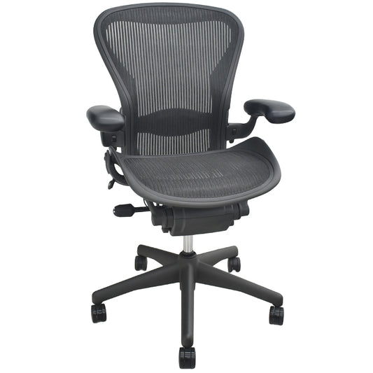 【中古】ハーマンミラー　アーロンチェア　Bサイズ　可動肘　ランバーサポート　肘レバータイプ　2025081802【中古オフィス家具】