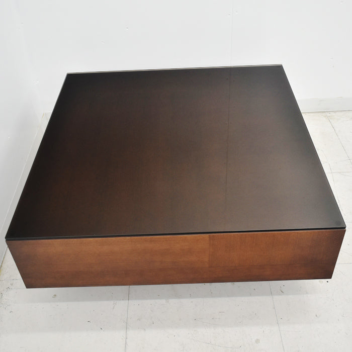 【中古】メーカー不明　センターテーブル（ローテーブル）ガラス（ブラック）天板付　幅360　2025082708【中古オフィス家具】