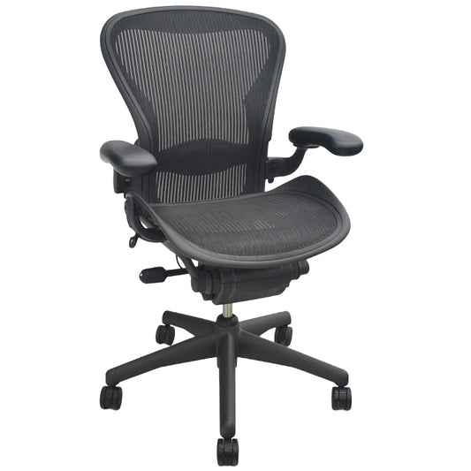 【中古】ハーマンミラー　アーロンチェア　Bサイズ　可動肘　ランバーサポート　2025082803【中古オフィス家具】