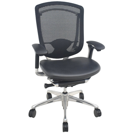 【中古】オカムラ　コンテッサ　可動肘　ランバーサポート　ポリッシュ　革張り　2025090203【中古オフィス家具】