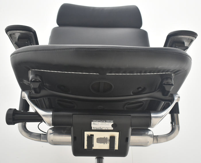 【中古】オカムラ　コンテッサ　大型ヘッドレスト　可動肘　アルミポリッシュ　革張り　2025090207【中古オフィス家具】