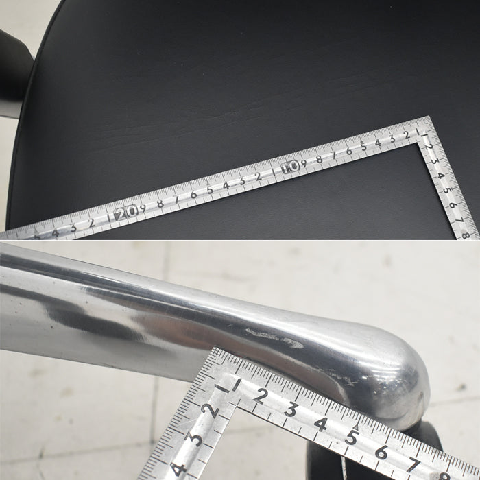 【中古】オカムラ　コンテッサ　大型ヘッドレスト　可動肘　アルミポリッシュ　革張り　2025090301【中古オフィス家具】