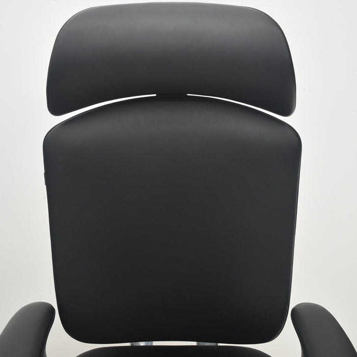 【中古】オカムラ　コンテッサ　大型ヘッドレスト　可動肘　アルミポリッシュ　革張り　2025090302【中古オフィス家具】