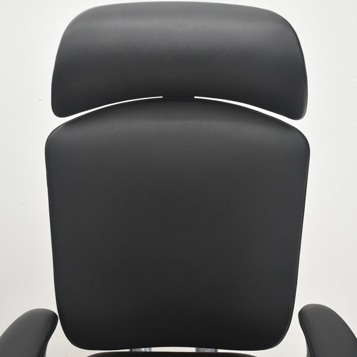 【中古】オカムラ　コンテッサ　大型ヘッドレスト　可動肘　アルミポリッシュ　革張り　2025090303【中古オフィス家具】