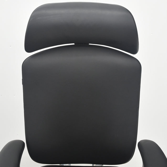【中古】オカムラ　コンテッサ　大型ヘッドレスト　可動肘　アルミポリッシュ　革張り　2025090304【中古オフィス家具】