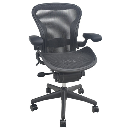 【中古】ハーマンミラー　アーロンチェア　Aサイズ　フル装備　ランバーサポート　肘レバータイプ（新型肘パッド）　2025091002【中古オフィス家具】